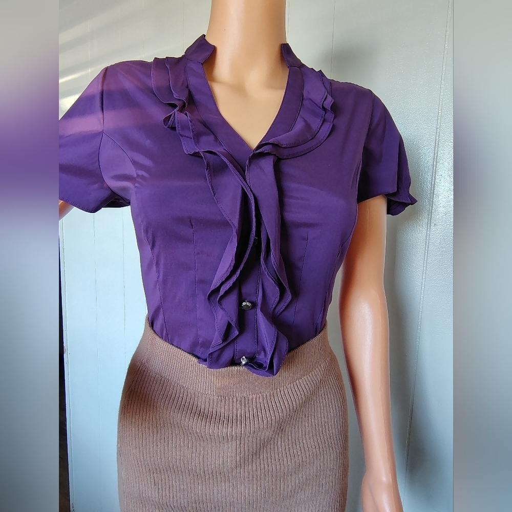 Express Purple Ruffle Blouse Size S